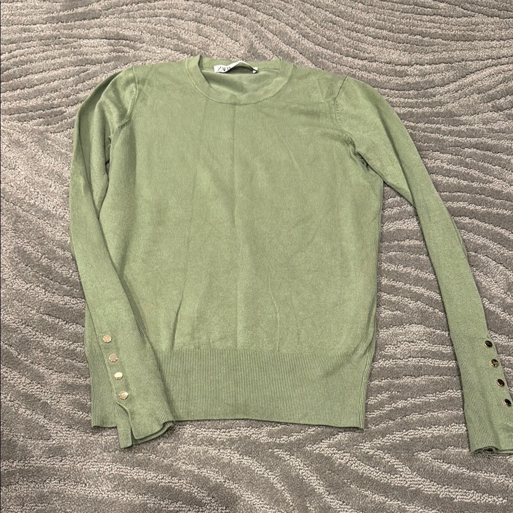 Zara Green Sweater with Button Detail